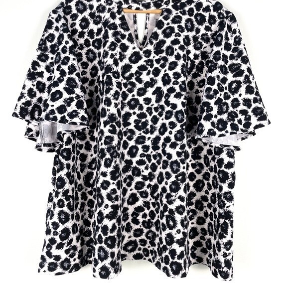 Lane Bryant Leopard Animal Print Keyhole Short Sleeve Top Size 26 NWT - Picture 5 of 9